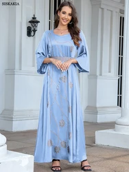 Siskakia Abaya Dubai Vestido Islâmico para Mulheres, Roupas Turcas Muçulmanas Brilhantes, Moda Festa Noturna, Abaya Uae, Cintos de Diamantes