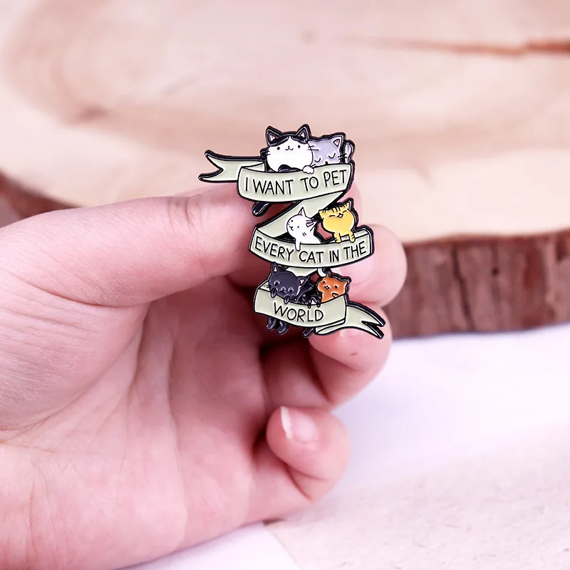 Elegant and Charming Cat Lover Enamel Button Brooch Badge