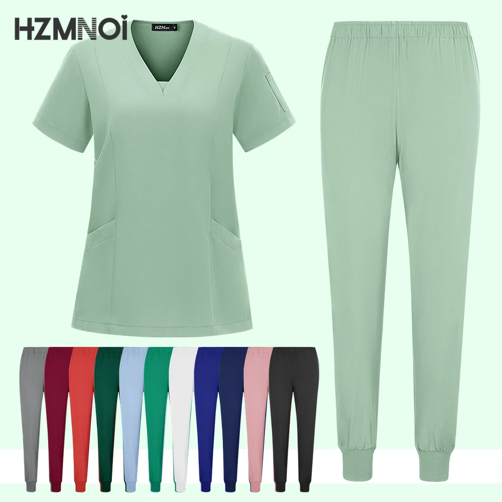 Uniformes médicaux pour femmes et hommes, col en v, poches, pantalons droits en Y, infirmière, médecin, vêtements de travail hospitaliers, combinaisons de travail chirurgicales
