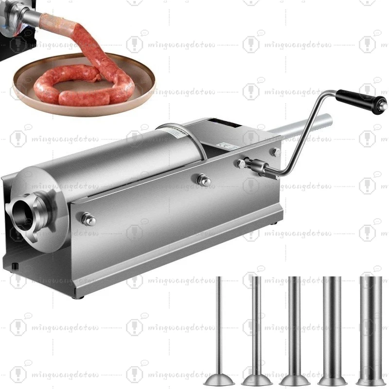 Horizontal Sausage Stuffer 3L 5L 7Lbs Manual Sausage Maker With 5 Filling Nozzles Sausage Stuffing Machine For Home