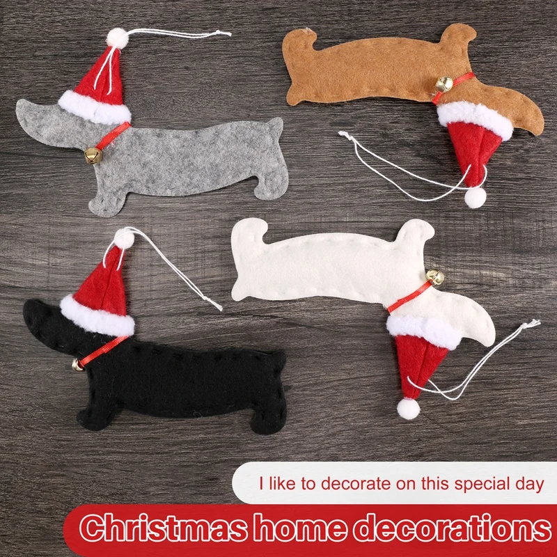 4Pcs Christmas Ornaments Xmas Gift Dachshund Christmas Tree Decoration Doll Pendant Hang Decorations For Home
