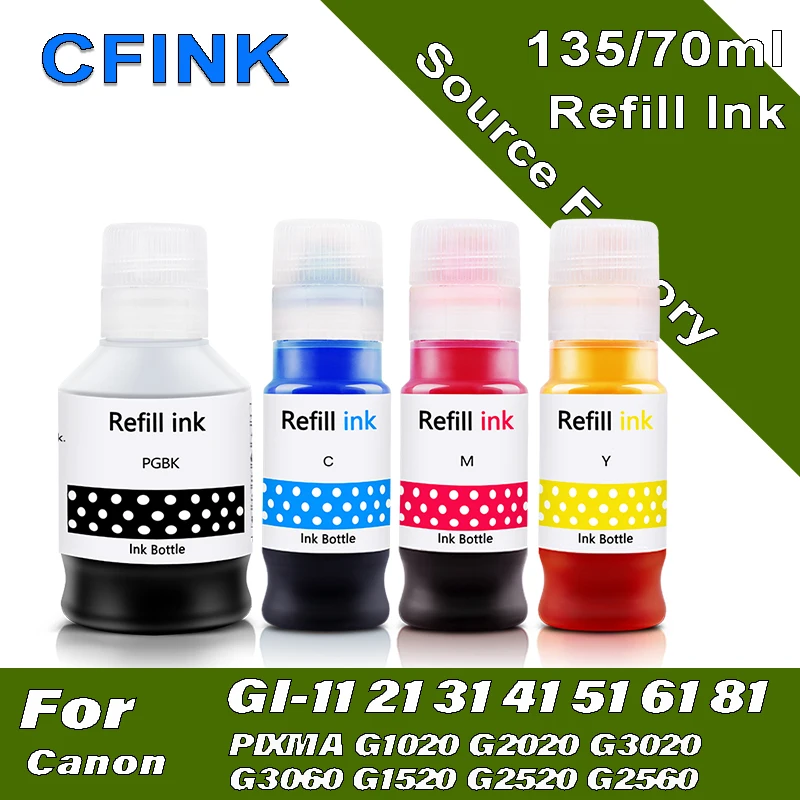 Refill Dye ink GI-11 GI-41 GI-51 GI-61 GI-71 For Canon PIXMA G1020 G2020 G3020 G3060 G1520 G2520 G2560 G3520 G3560 G3620 printer