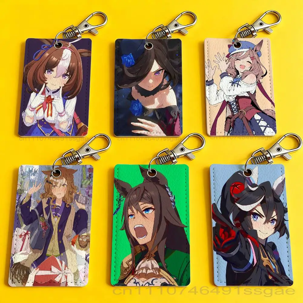 

P-Pretty Derby M-Meisho Doto Card Case Leather Card Holder Keychain Key Ring Door Access Tags ID Card Case Keychain