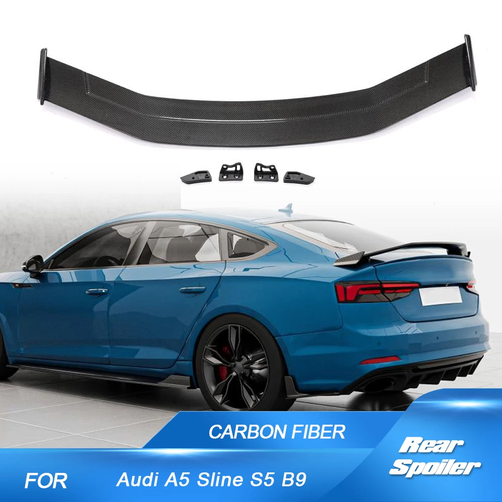 Car Rear Trunk Spoiler For Audi A5 Sline S5 B9 Sportback 2017-2019 Rear Trunk Spoiler Boot Wing Tail Roof Carbon Fiber Spoiler