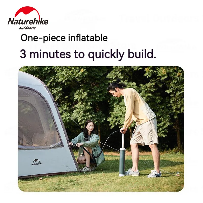 Naturehike Hexagonal Inflatable Tent 6-8 Person Pergola Cabin Dome Air Tent Shelter Canopy Beach Camping PVC Door 150D Sunscreen