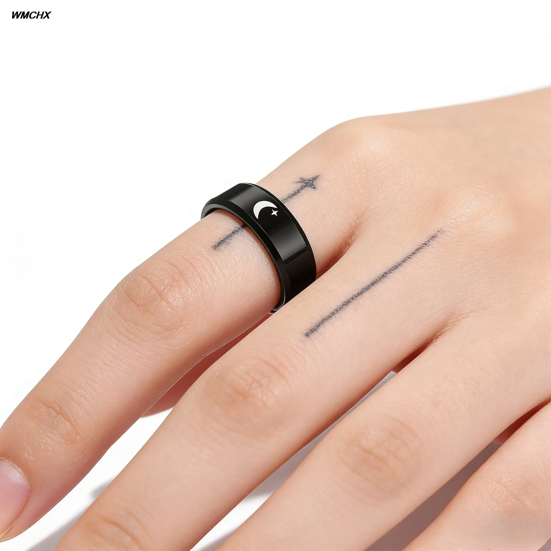 New Couple Rings Silver Black Color Sun Moon Stainless Steel Ring For Women Men Wedding Fashion Jewelry Valentine's Day Gift