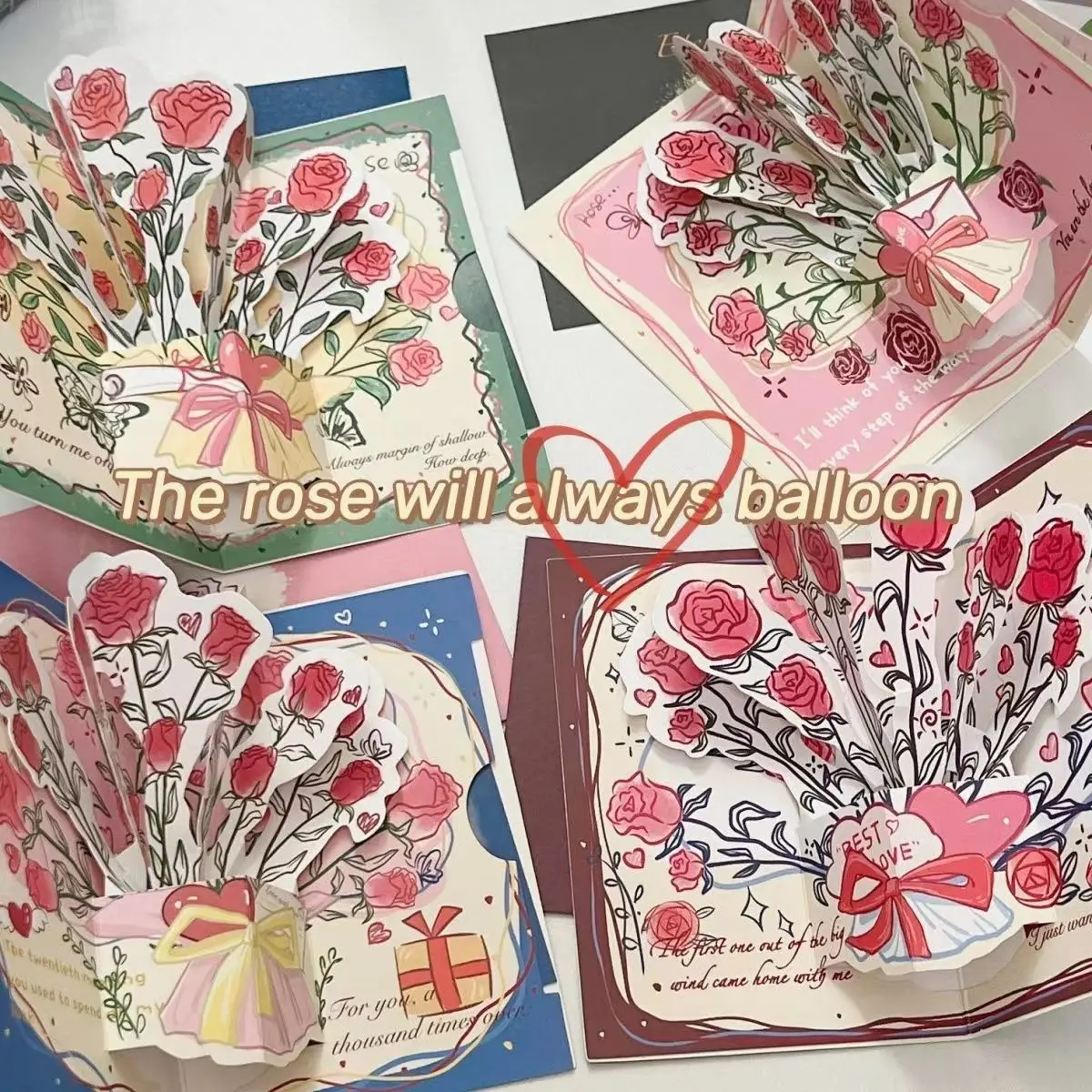 3D Rose Card Vintage Foldable Birthday Greeting Creative Gift for Friends And Couples High Aesthetic Value