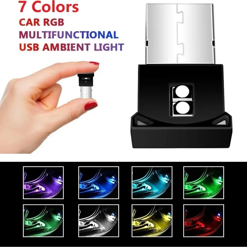 

Auto Colorful Light Mini-USB RGB LED Car Light Auto Interior Atmosphere Light Decorative Lamp Emergency Lighting PC