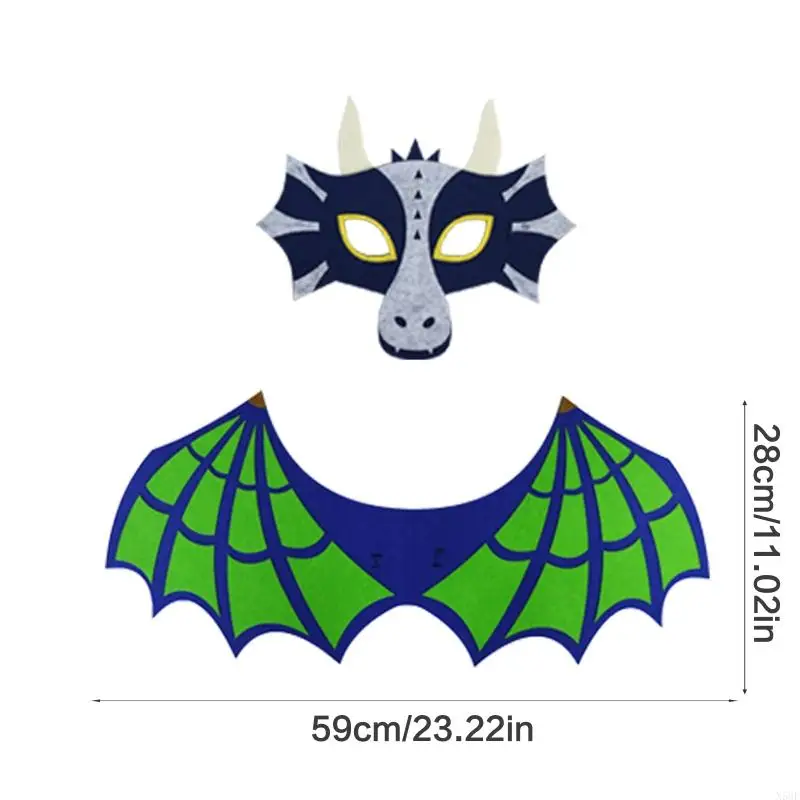 N58F Kid Dragon Mask Wing Cloak Trẻ Trang phục khủng long Bộ mặt nạ áo choàng khủng long