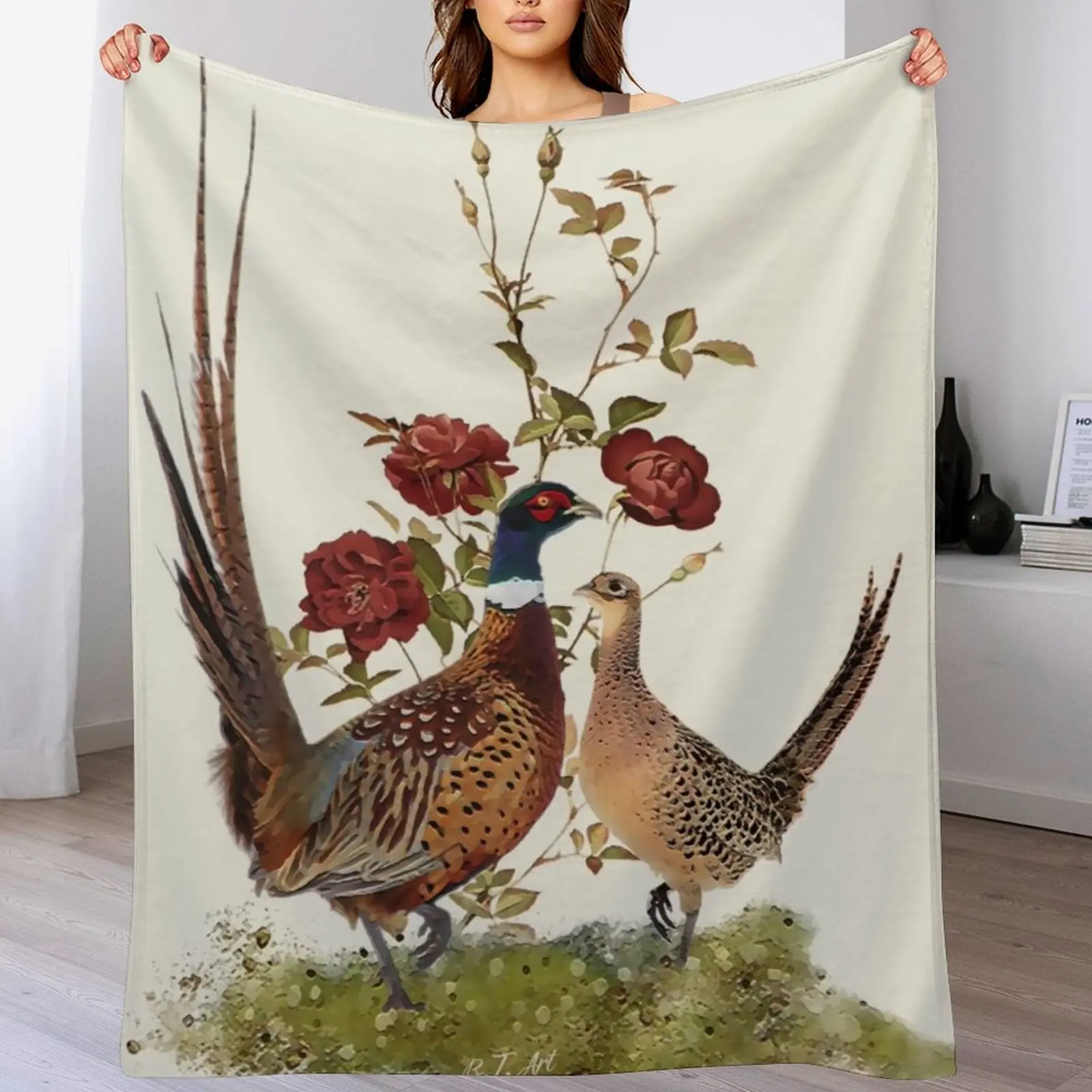 

A beautiful wild bird - Pheasant Throw Blanket Plush Fuzzy Cozy Blanket for Couch Sofa