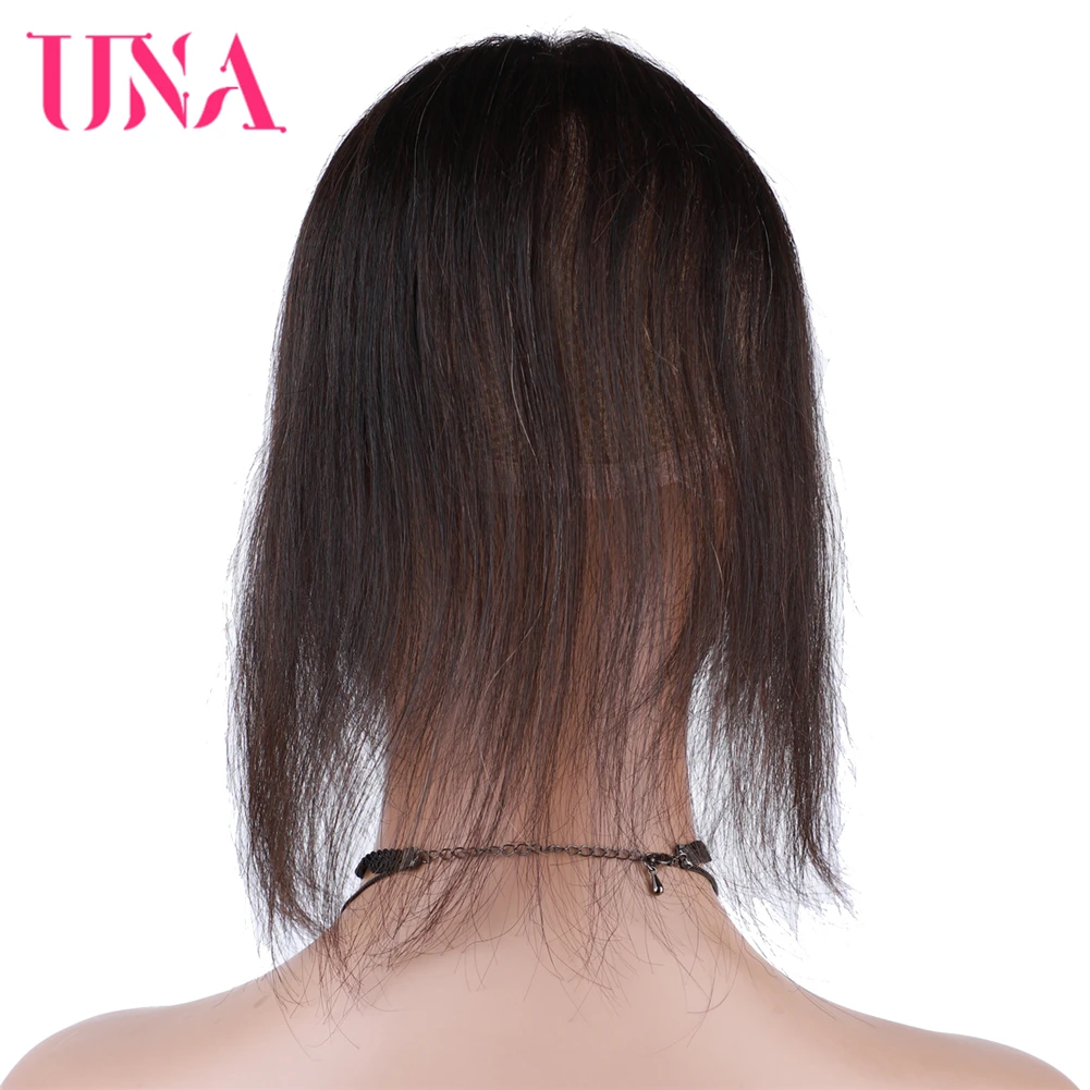 Una Human Hair Swiss Lace frontal Toppers Silk Base Hair Pieces Clip In Hair Natural color cover white thin hair Hairpieces