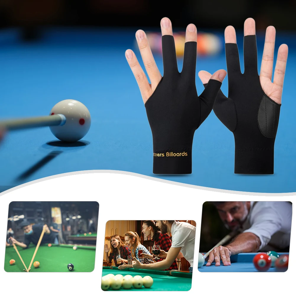 قفازات البلياردو المفتوحة 3 أصابع قفازات المضادة للانزلاق السنوكر بركة قفازات تنفس البلياردو الرياضة البلياردو الملحقات