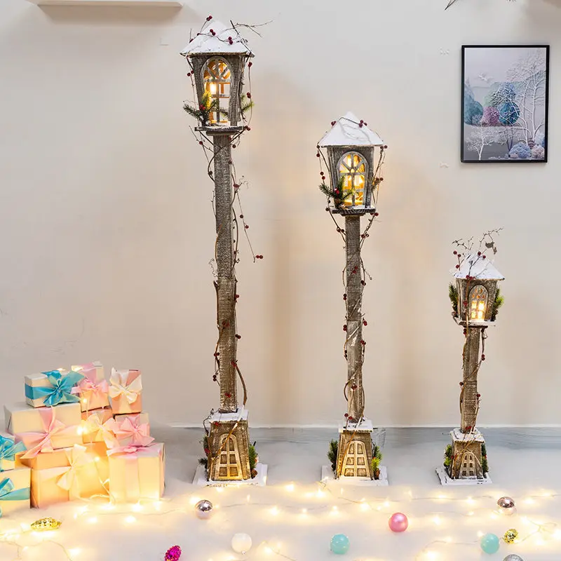 Christmas decorations large luminous flocking street lamp ornaments hotel shopping mall lobby door decoration scene layout