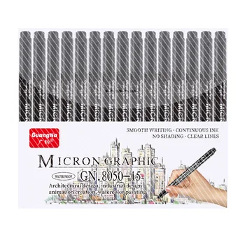 15Tip el yazı Neelde cetvel kalemi Pigment astar mikron kalem 005 01 02 03 04 05 08 1.0 fırça Fineliner eskiz sanat İşaretleyiciler