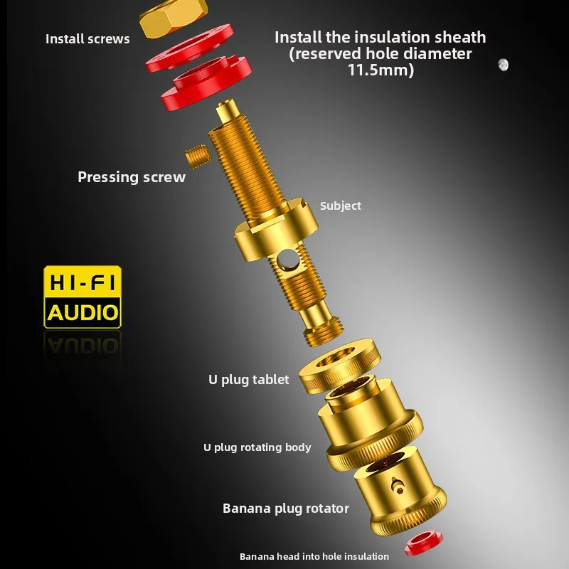 DM2 solder-free audiophile grade HiFi pure copper plated thick gold banana head U plug audio speaker speaker brass terminal