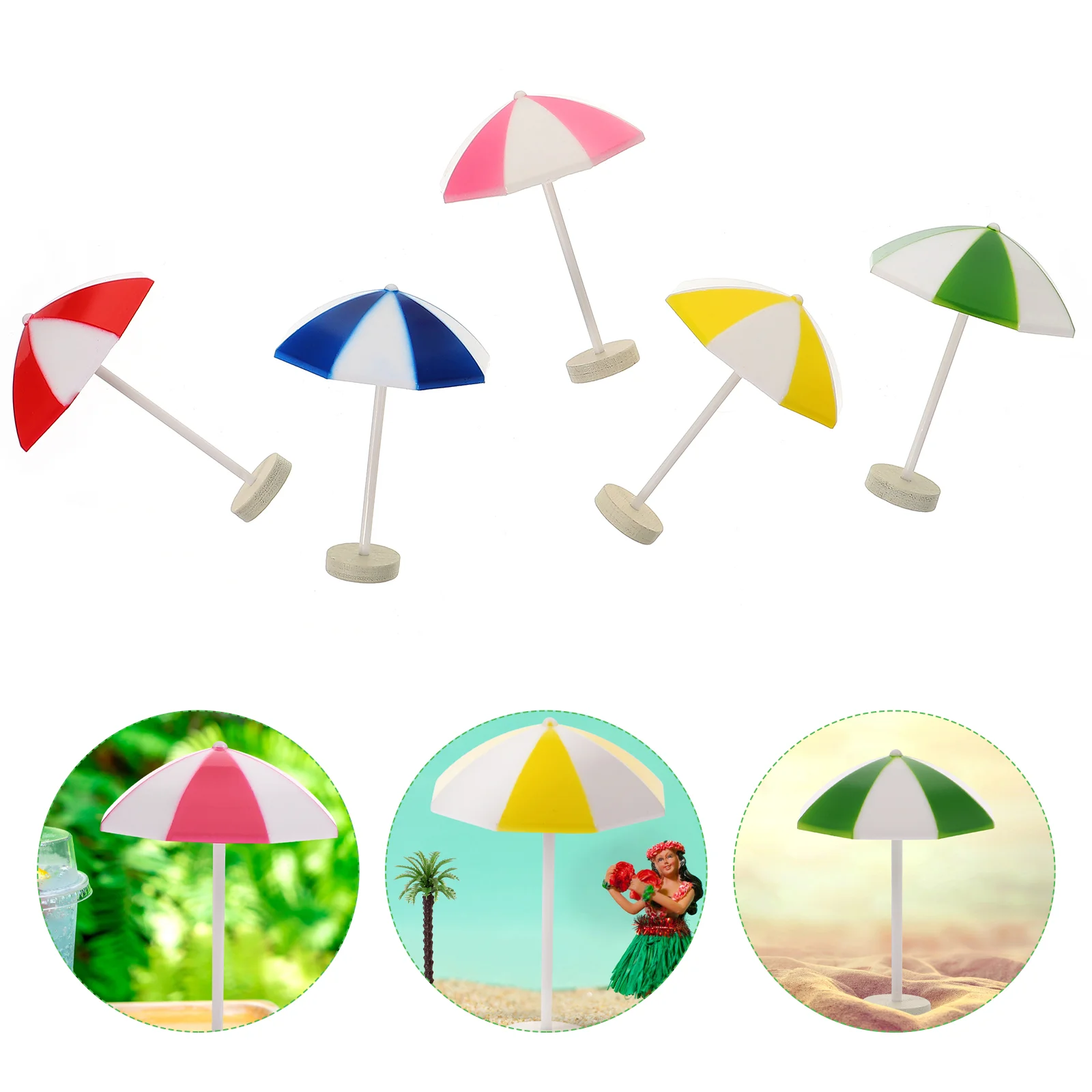 5 Pcs Artificial Indoor Plants Mini Parasol Micro Landscape Adornment Decorations Umbrella Model Beach Child