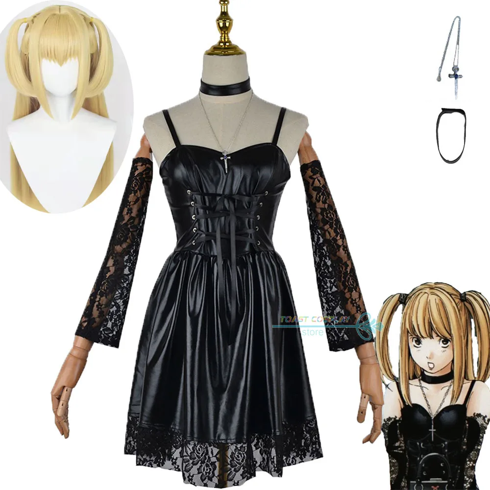 Amane Misa Cosplay Anime Death Note Amane Misa Cosplay Costume Dress Wig Necklace Full Set Death Note Anime Role Play Outfits