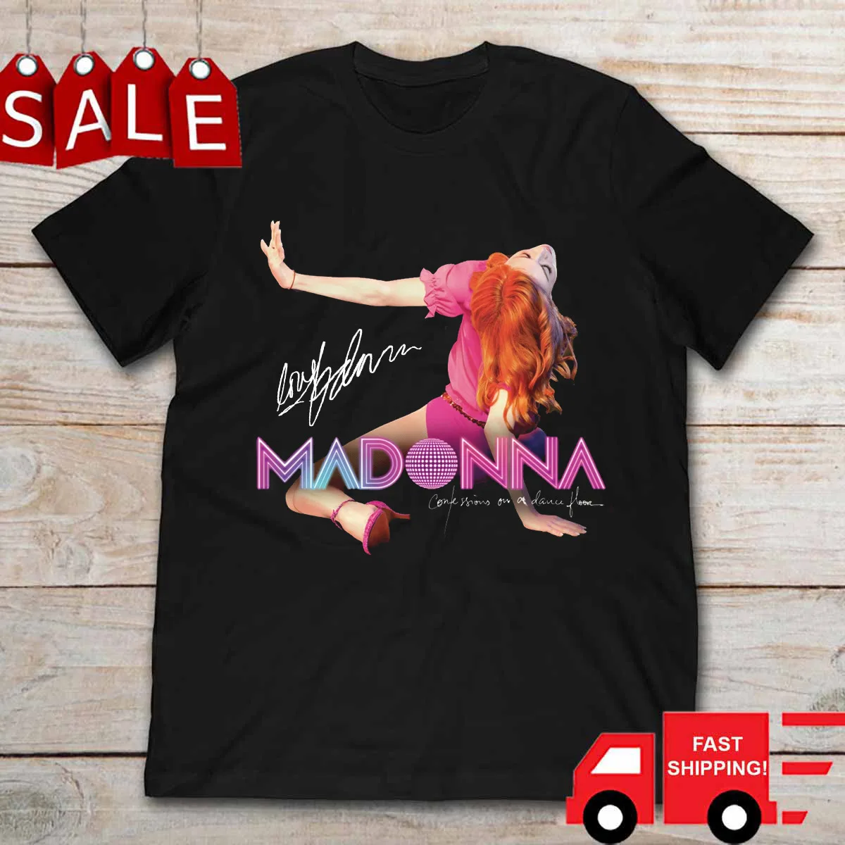 Confessions Tour Madonna Signature Shirt Short Sleeve Black Unisex S-5XL LI591