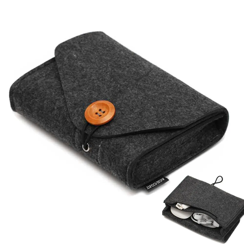 Mini Felt Data Cable Storage Bag Multifunction Travel Organizer Bag For Key Coin Charger Pouch Watch Strap Organizer Holder Bag