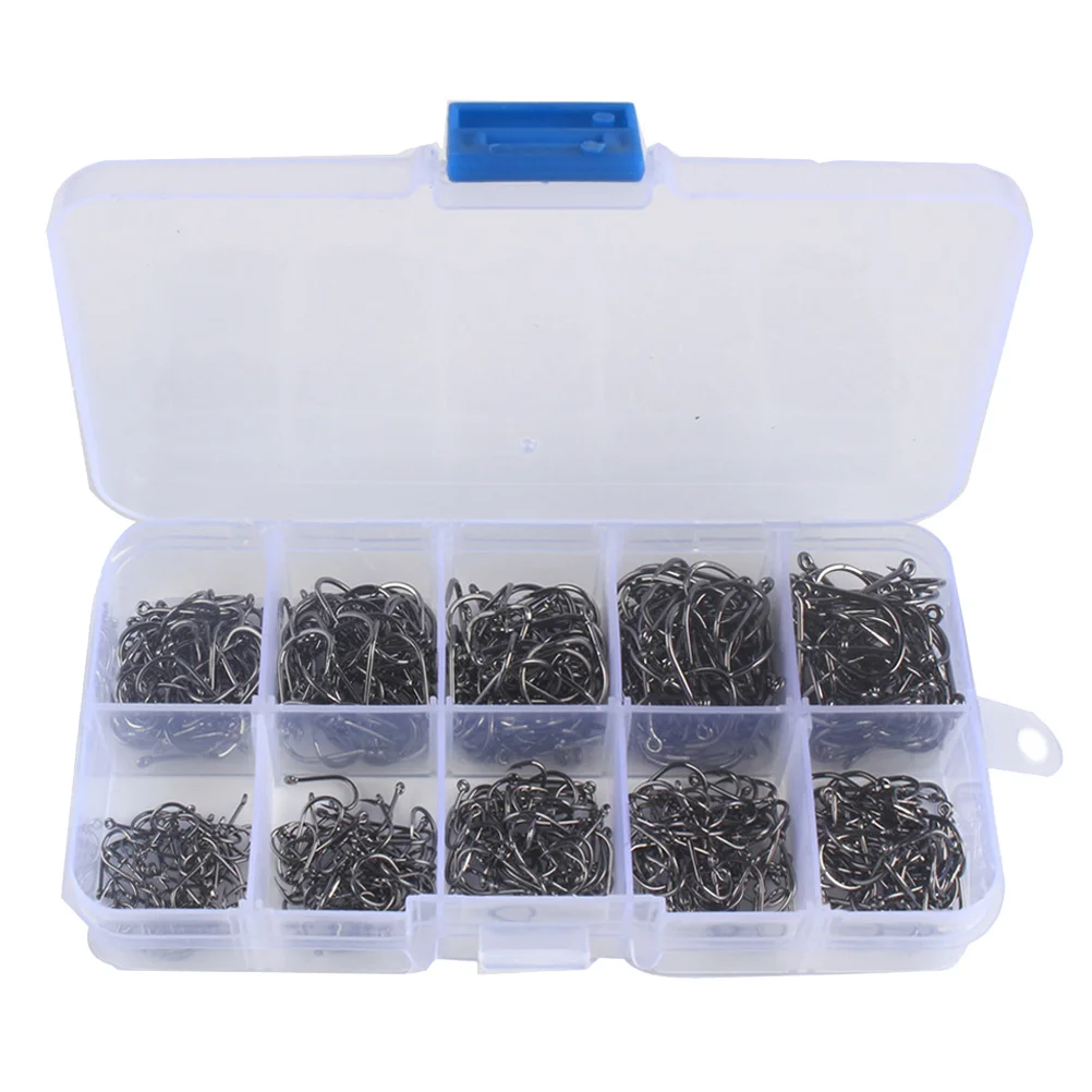 

500pcs Barbed Fishing Hooks Durable Carbon Steel Trout Lures Bait Assorted Anchoring Circle Hooks for Freshwater Outdoor