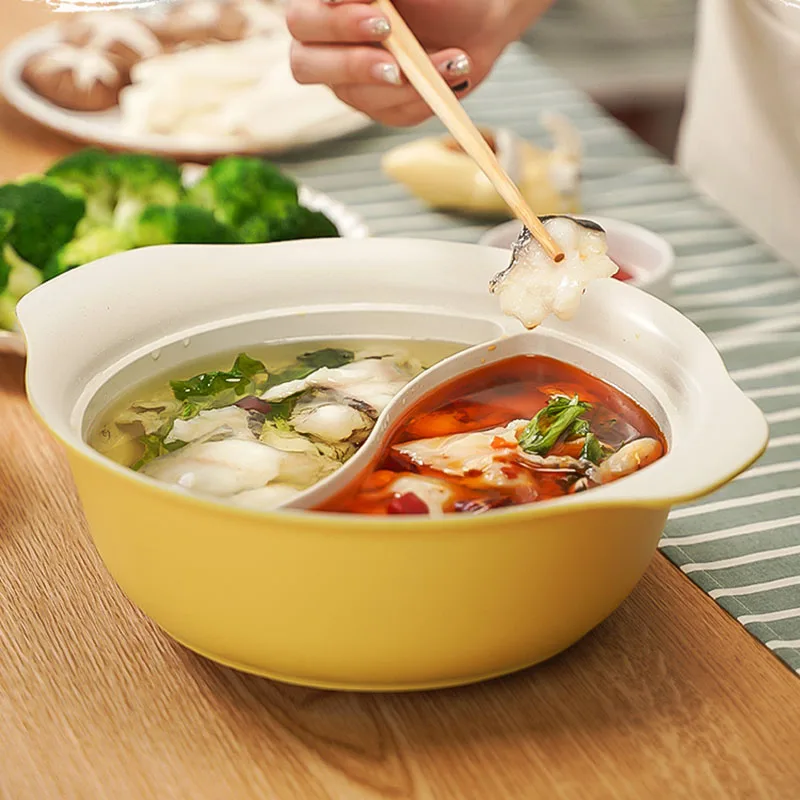 Noodle Dish Hot Pot Ceramic Divided Lamb Round Big Chinese Hot Pot Ramen Thickened Gas Induction Cooker Fondue Chinoise Cookware