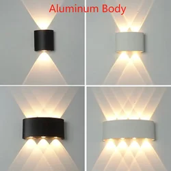 Aluminium LED Wall Lamp IP65 Outdoor Waterproof Garden Balcony Lighting AC86-265 Indoor Bedroom Living Room Stairs Wall Light