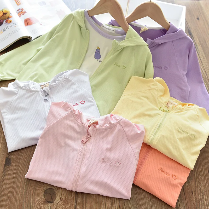 2026 New Summer Kids UV Protection Sun Protection Jacket Lightweight Breathable Ice Silk Thin Outerwear For Boys Girls