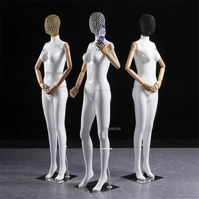 Wedding Dress Model Clothing Store Dummy Display Props Full Body Female Mannequin with Solid Wood Arms Window Display Mannequin