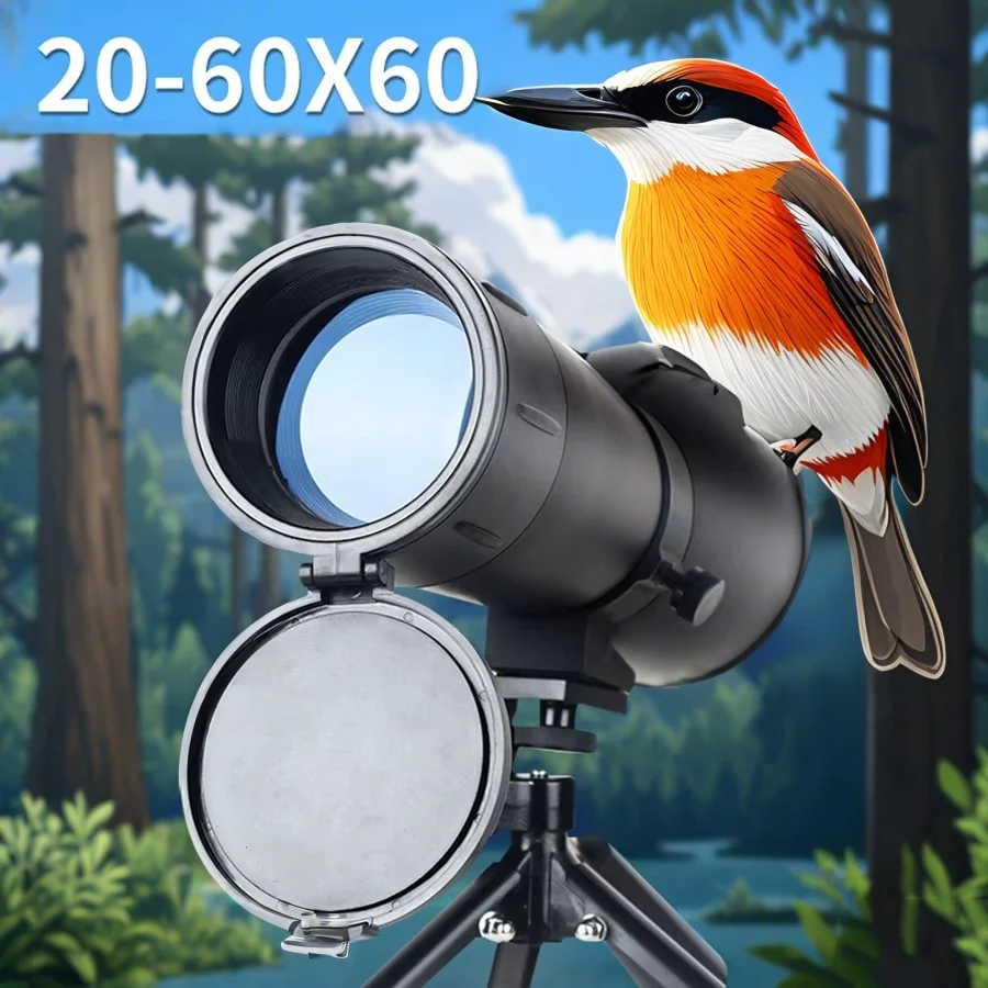 20-60x60 Powerful Spotting Scope Tripod Bird Watching Monoculars Zoom Telescope Bak4 Prism Lightweight Suitable Outdoor Camping