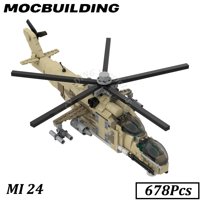 MI 24 Hind Airplane Fighter Gunship Helicopter Gunship Model MOC Building Blocks Bricks Children Gift