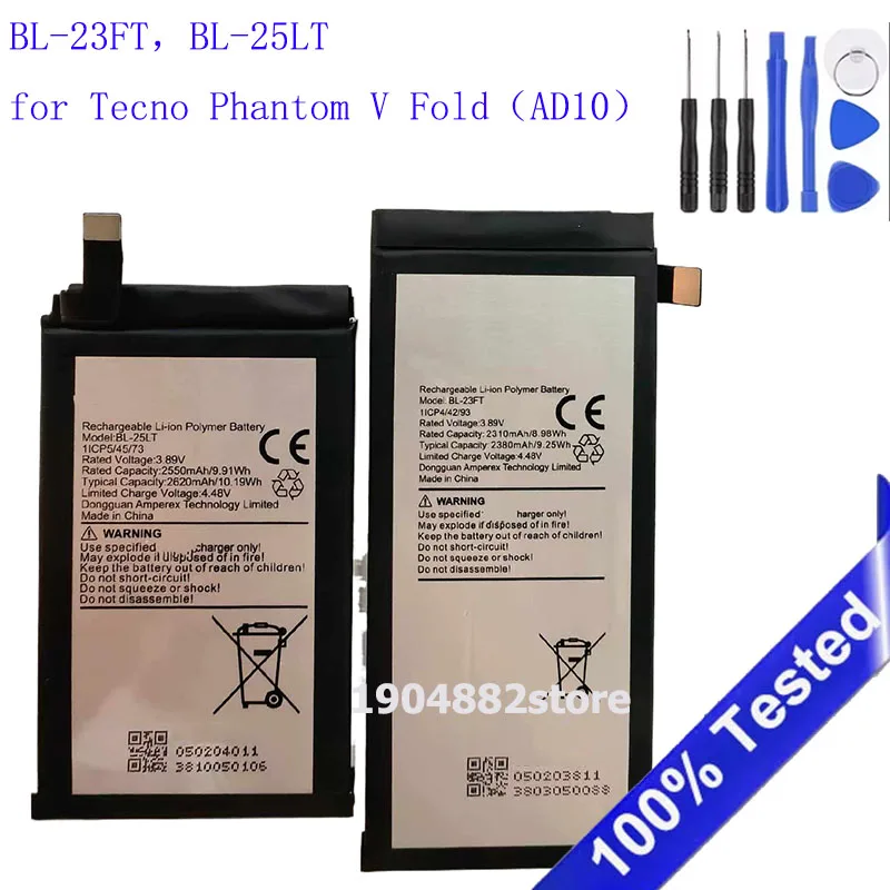 new for Tecno Phantom V Fold（AD10） BL-23FT，BL-25LT battery Batteries + Free Tools