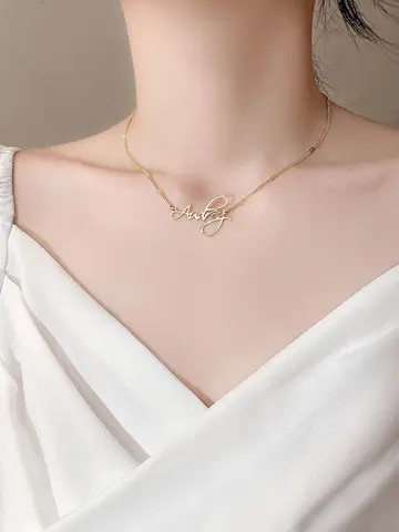 Customized Name Letter Necklace Personalized Stainless Steel Simple Pendant Clavicle Chain Women's Jewelry Valentine's Day Gift