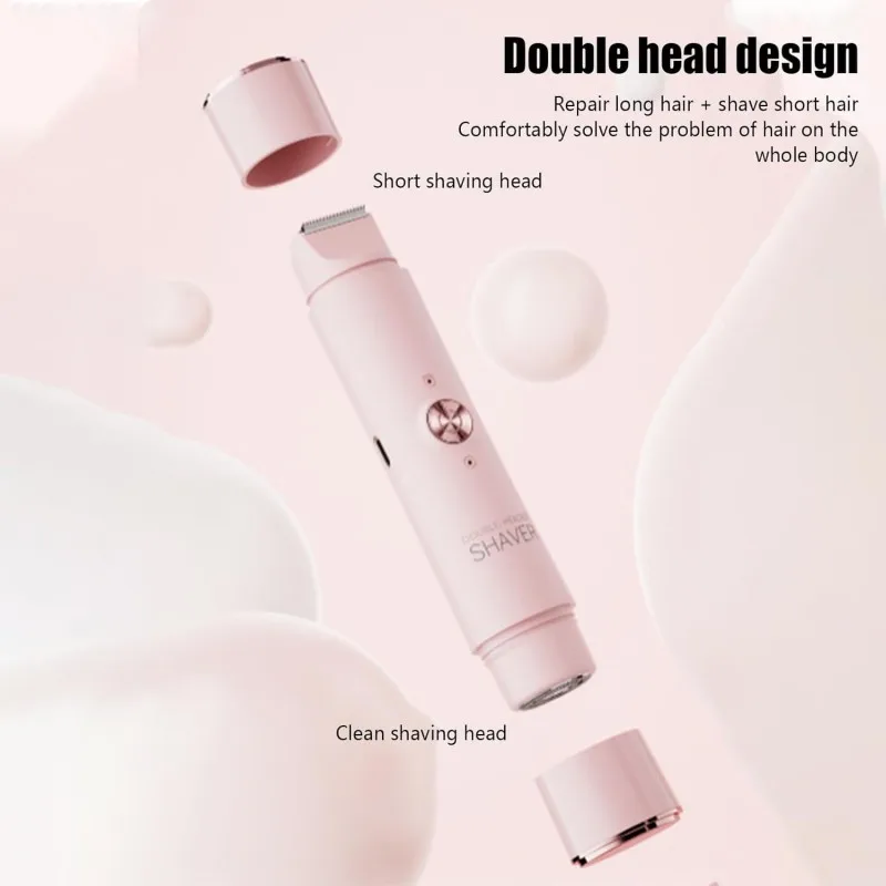

2 in 1 Electric Shaver for Women Dual Head USB Charging Cordless Wet Dry Razor Body Facial Bikini Portable Shaving Machine