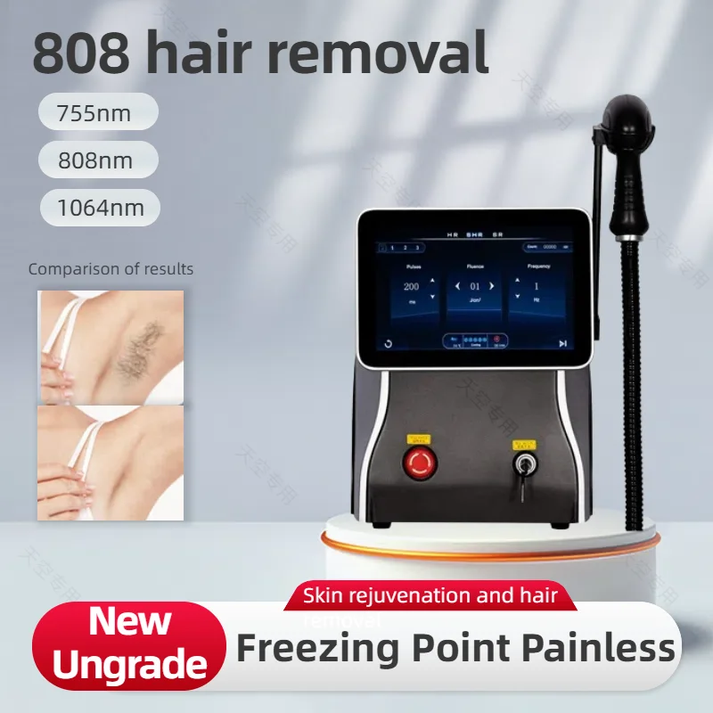 

New Hair Removal Device 3 Wavelengths 755 1064 808 Diode Laser Hair Removal Machine Freezing Point Painless Hair Removal