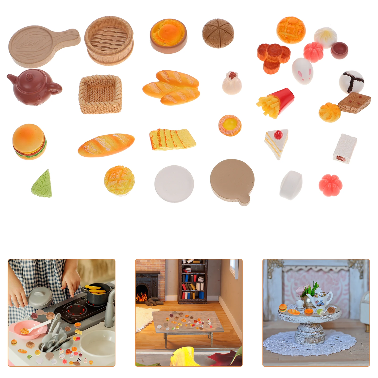

30 Pcs Accessories Simulated Food and Play Decorations Baby Resin Miniature Toy