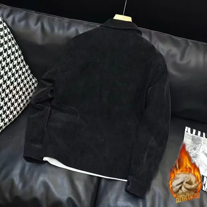 

Мужская модная замшевая куртка на подкладке, осень-зима, новинка Sle Haome, модное брендовое байкерское пальто с высоким воротником, деловое повседневное...