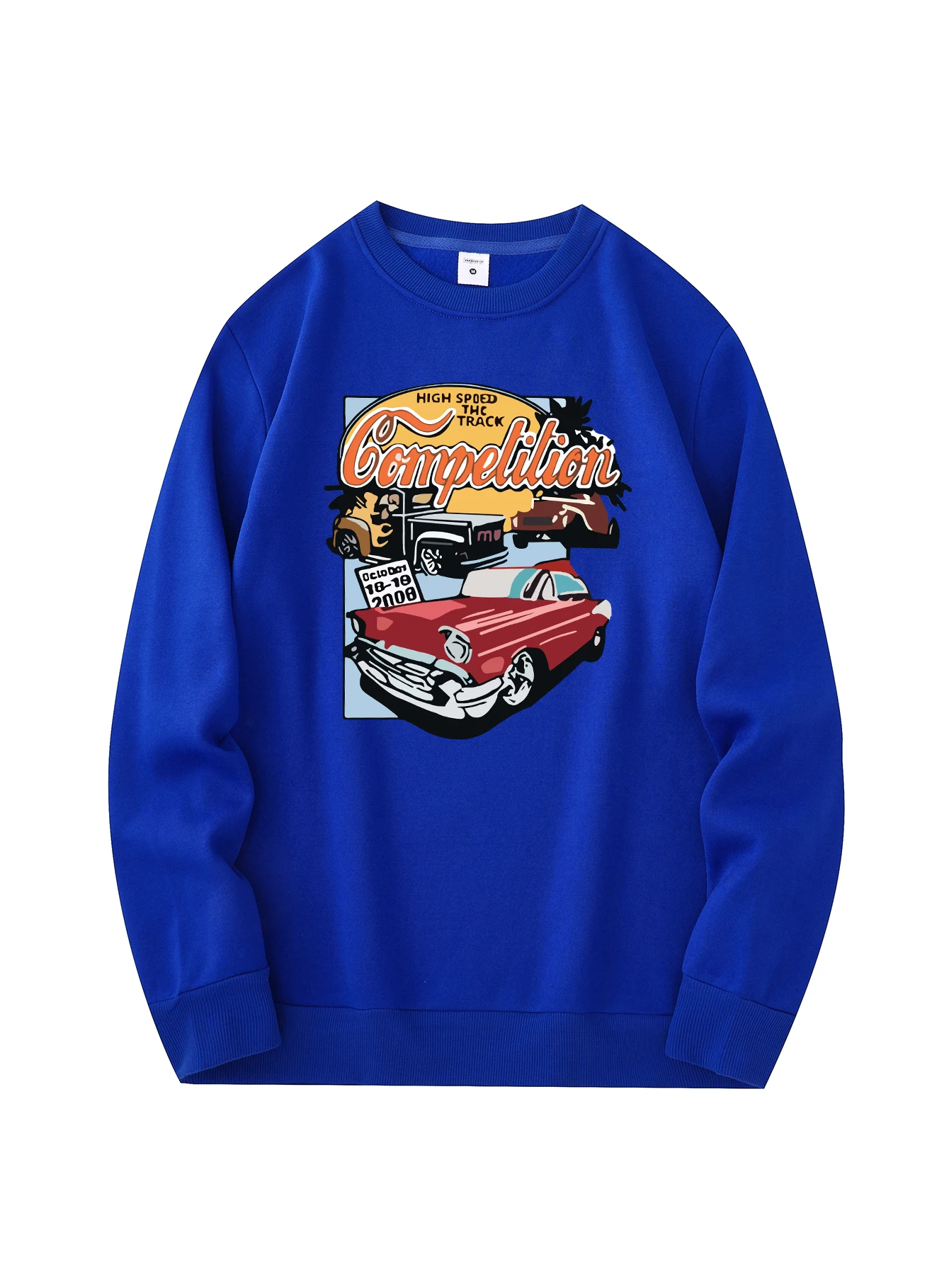 Men\'s new fashionable round neck sweater, casual and daily comfortable round neck sweatshirt, car print, men\'s jacket