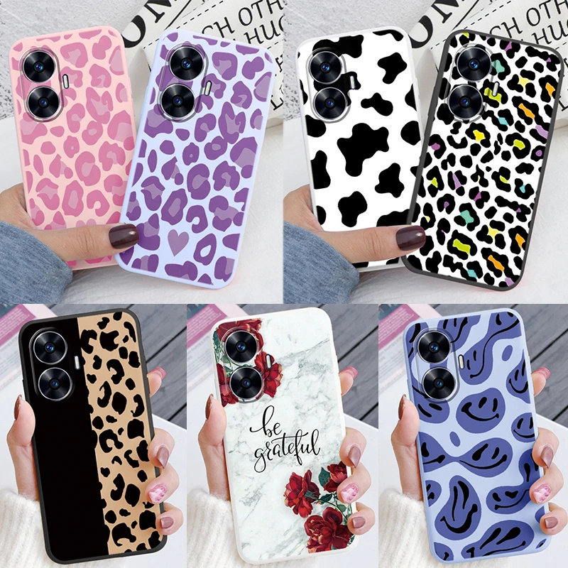 For Realme C55 4G Phone Case Soft Silicone Shockproof Leopard Print Protection Cover For OPPO Realme C55 Fundas C 55 Capa Shell