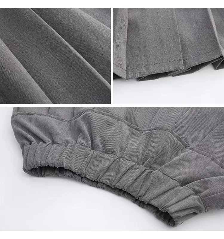 Schuluniform-Set für junge Mädchen im JK-Stil, einzigartige formelle Jacke mit Kette und plissiertem Rock, 2-teiliger Blazer-Anzug für Schulkinder. – Detail 14