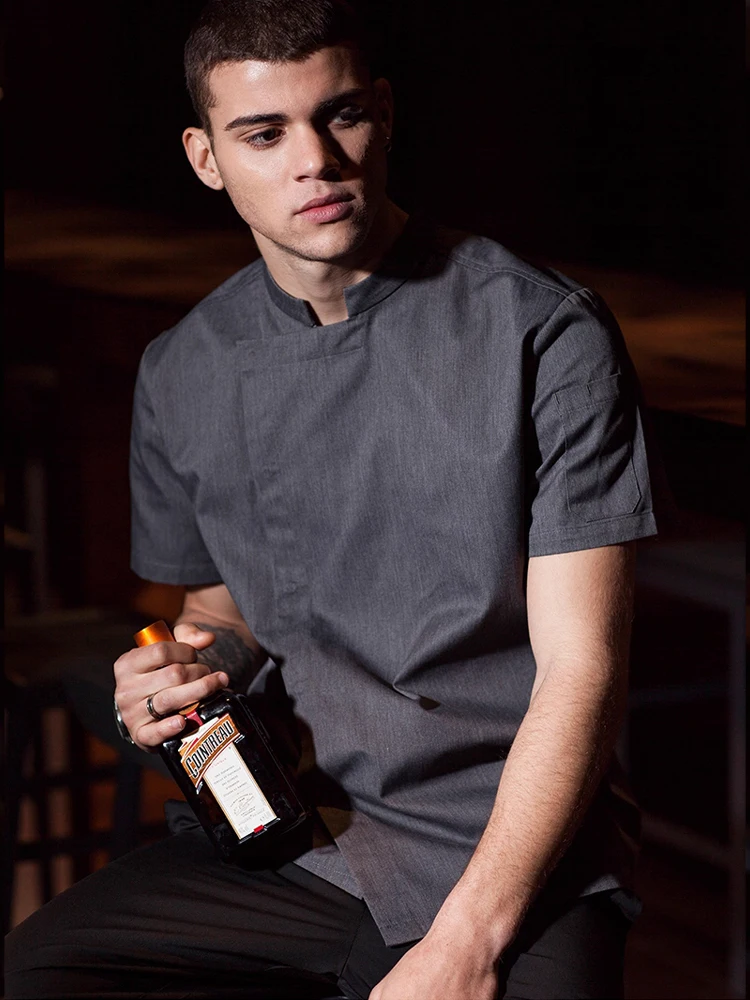 Zomer Koksjas Restaurant Keuken Chef Werkuniform Ober Werkshirt Koken Kostuum Kapper Catering Bakkerij Werkkleding