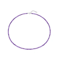 3 MM Natural Stone Choker 925 Sterling Silver Tourmaline Handwork Necklace Jewelry For Women Trending Products Amethyst