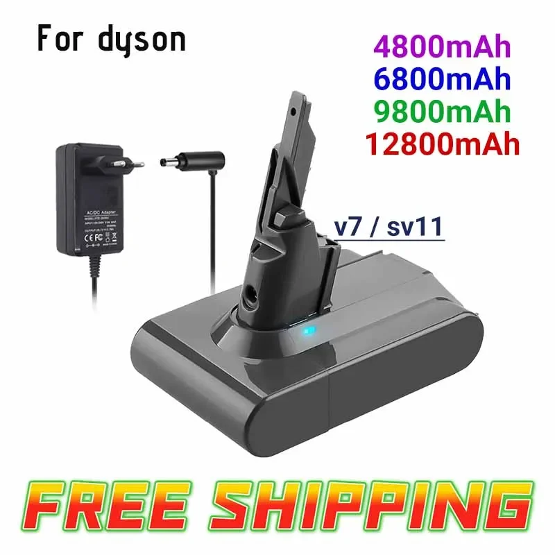 2025 100% بطارية جديدة 21.6 فولت 12800 مللي أمبير ليثيوم لون بطارية قابلة للشحن لدايسون V7 بطارية الحيوان برو استبدال المكنسة الكهربائية #1