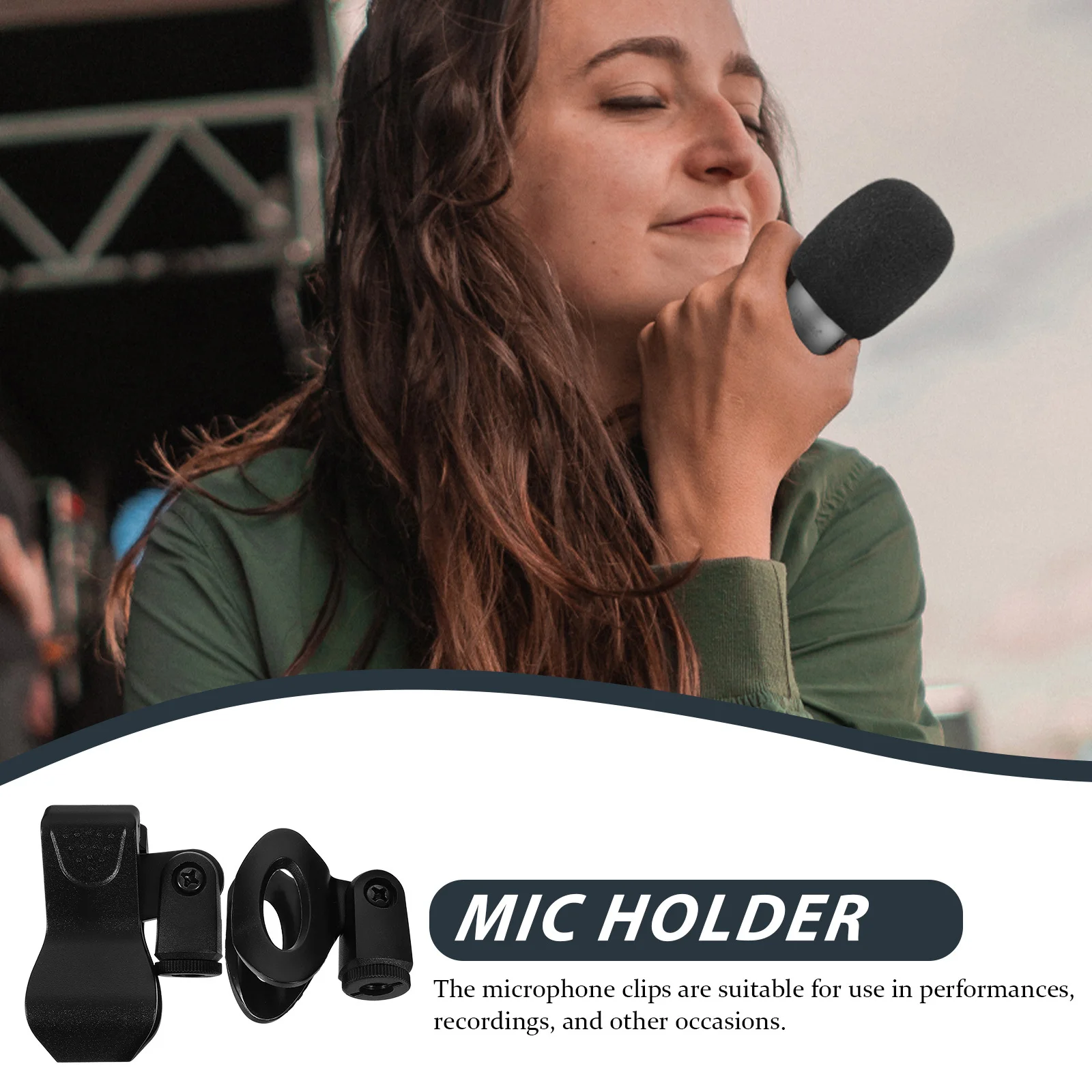 

2Pcs Universal Mic Clip Spring Clamp Lightweight Microphone Holder for Recording Performance Microphone Accessories