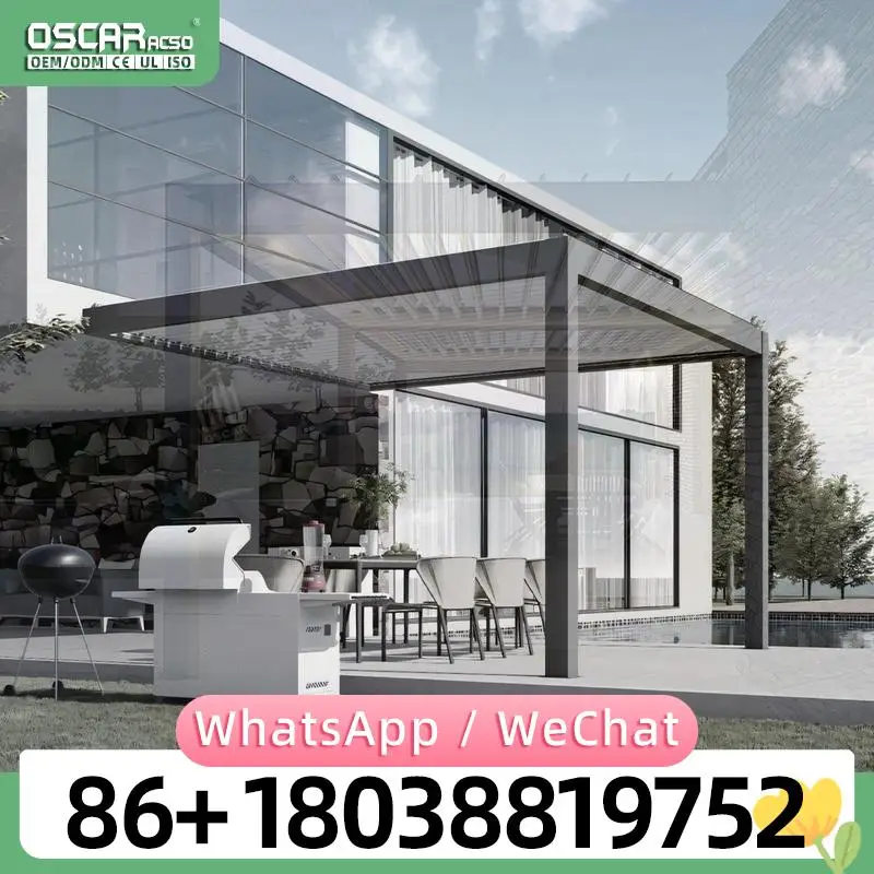 Outdoor Aluminium Louvre Roof Bioclimatic Pergola Sunshade New Design Motorized Screen Roller Blinds pergola