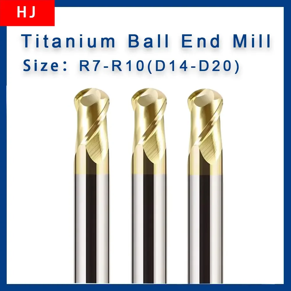 3PCS HRC68 2 Flute Ball Nose End Mill Tungsten Carbide Cutter R7 8 9 10 For Titanium Quenched Steel CNC Router Bit Milling Tool