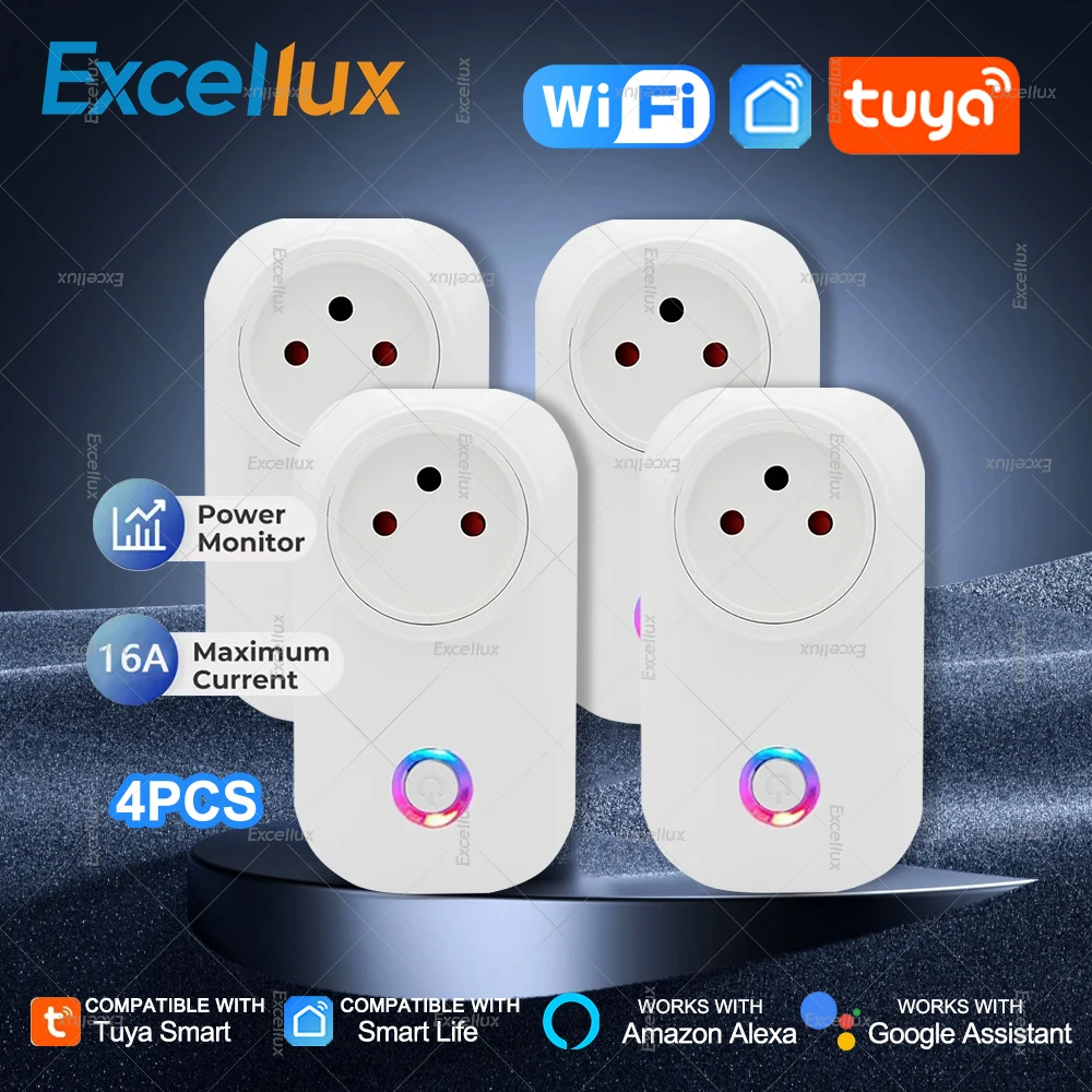 

4Pcs 16A Israel WiFi Smart Power Plug Tuya Smart APP Control Smart Home WiFi Socket Outlet For Alexa Google Home Assistant Voice