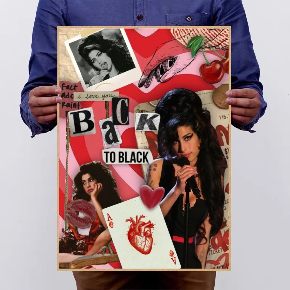 Beauty Woman Amy Winehouse Music Singer Star Poster Kraft Club Bar Paper Vintage Poster Wall Art Painting Bedroom Study Stickers