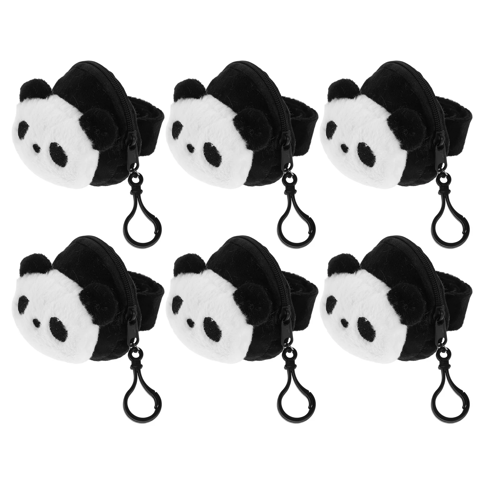 

6Pcs Panda Snap Bracelet Coin Purse - Cute Black White Slap Wrist Band for Party Favors - Animal Bracelet Wallet for Birthday