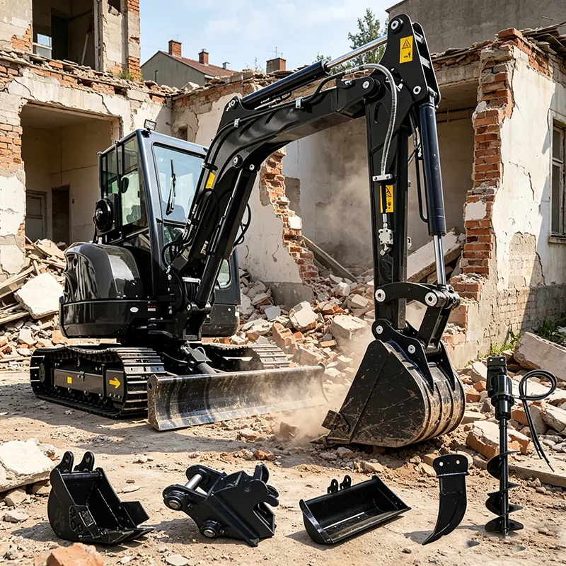 Silent Electric 2 Ton Mini Excavator Battery Powered Compact Digging Equipment