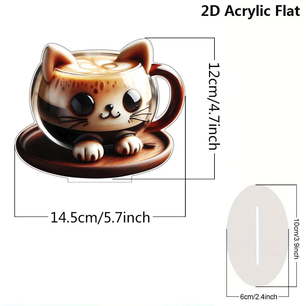 Cat Coffee Cup Acrylic Decoration Living Room Tabletop Desk Counter Decoration Holiday Gift Tumbler
